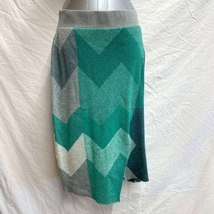 Moth Green and Gray A-Line Skirt Anthropologie